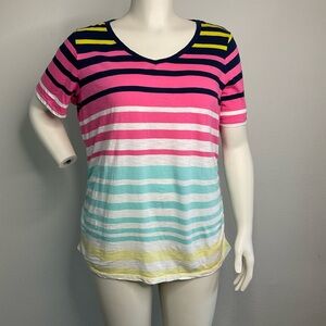 Lands’ End Stripe Short Sleeve T-shirt sz 1X